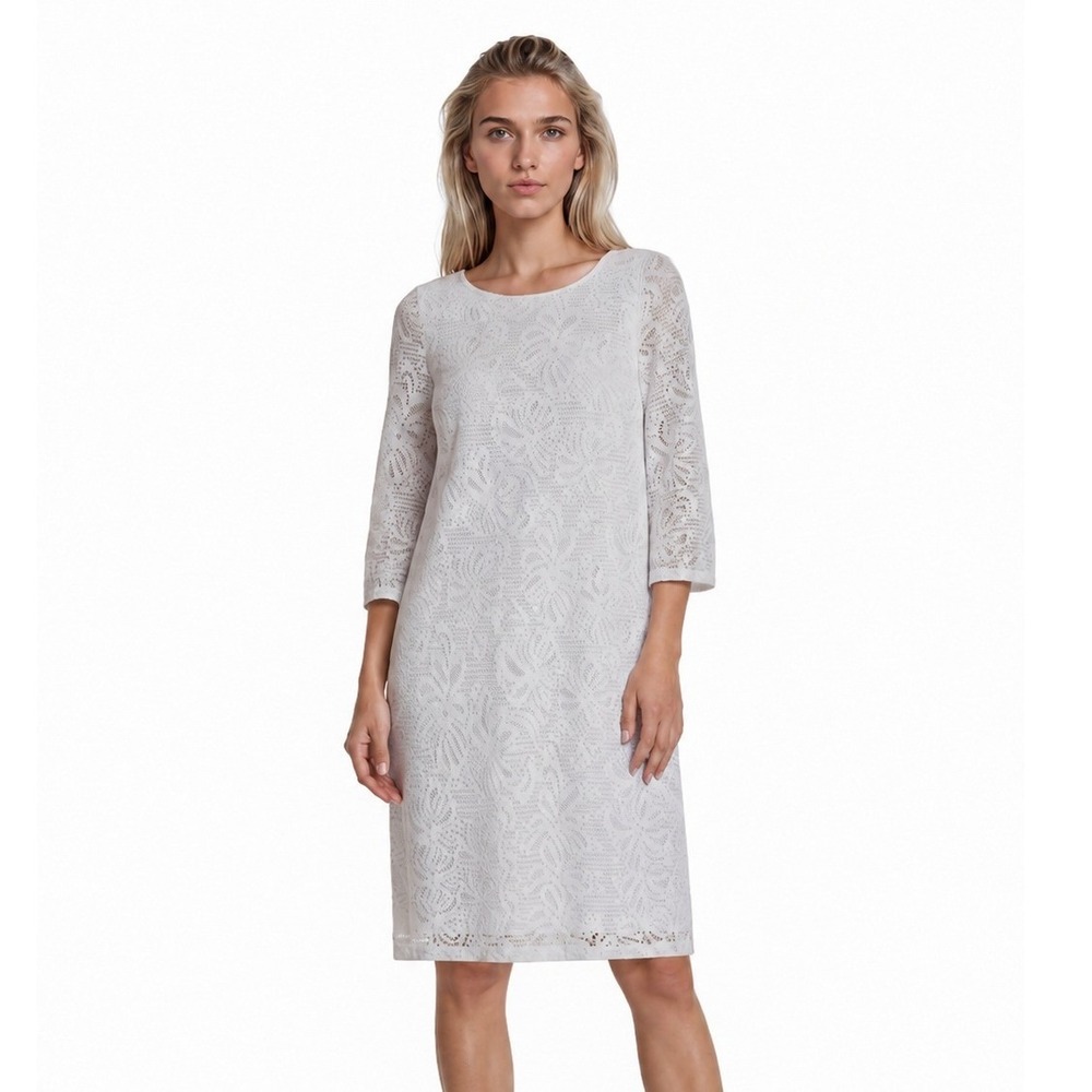 Lilly Pulitzer Shift Dress Women's Size Medium White Lace V Back Bell Sleeve